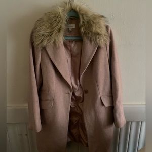 TopShop peacoat, removable fur collar Pink US size 8 Very Good condition
